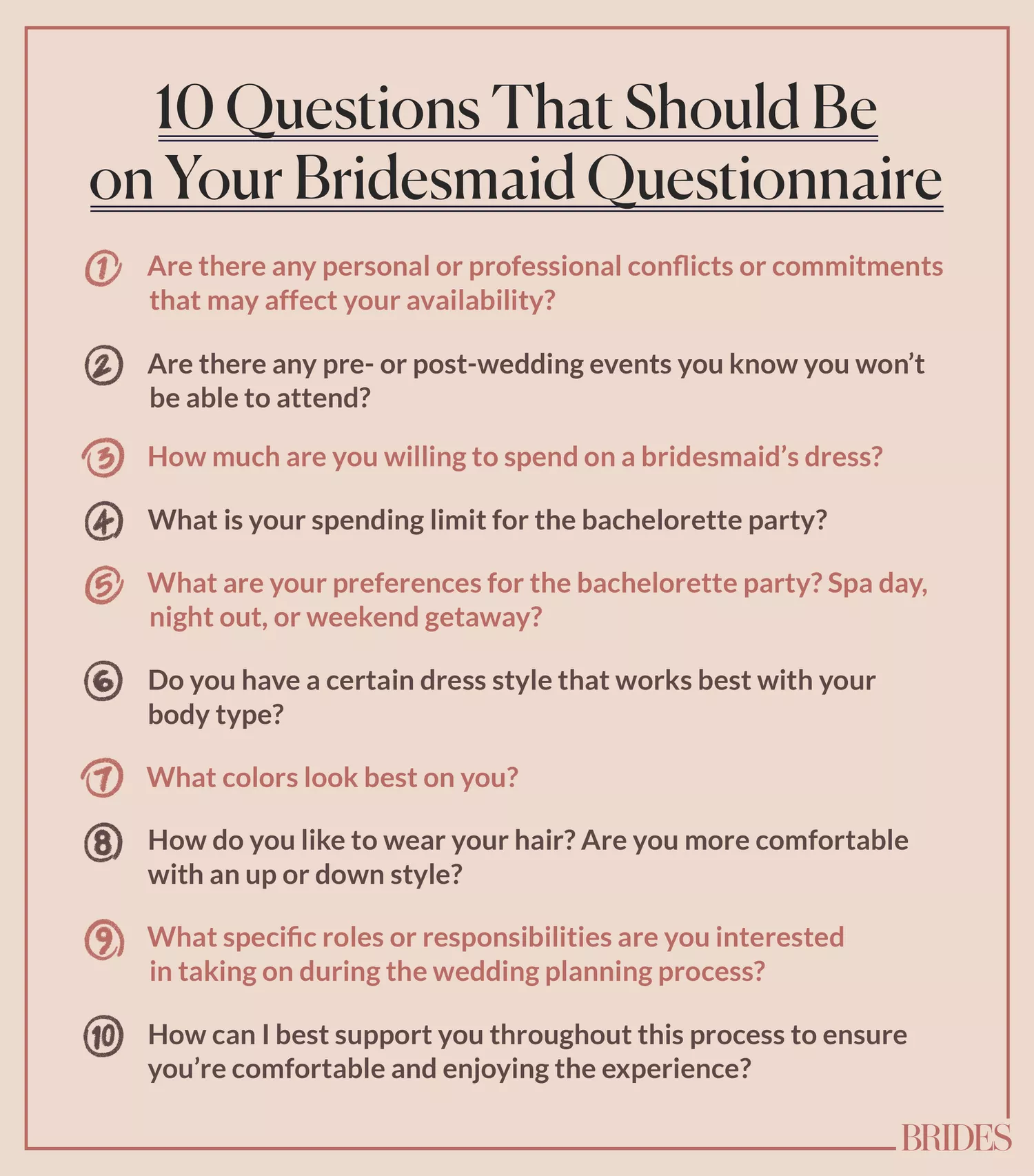 Bridesmaid Questionnaire Questions Graphic