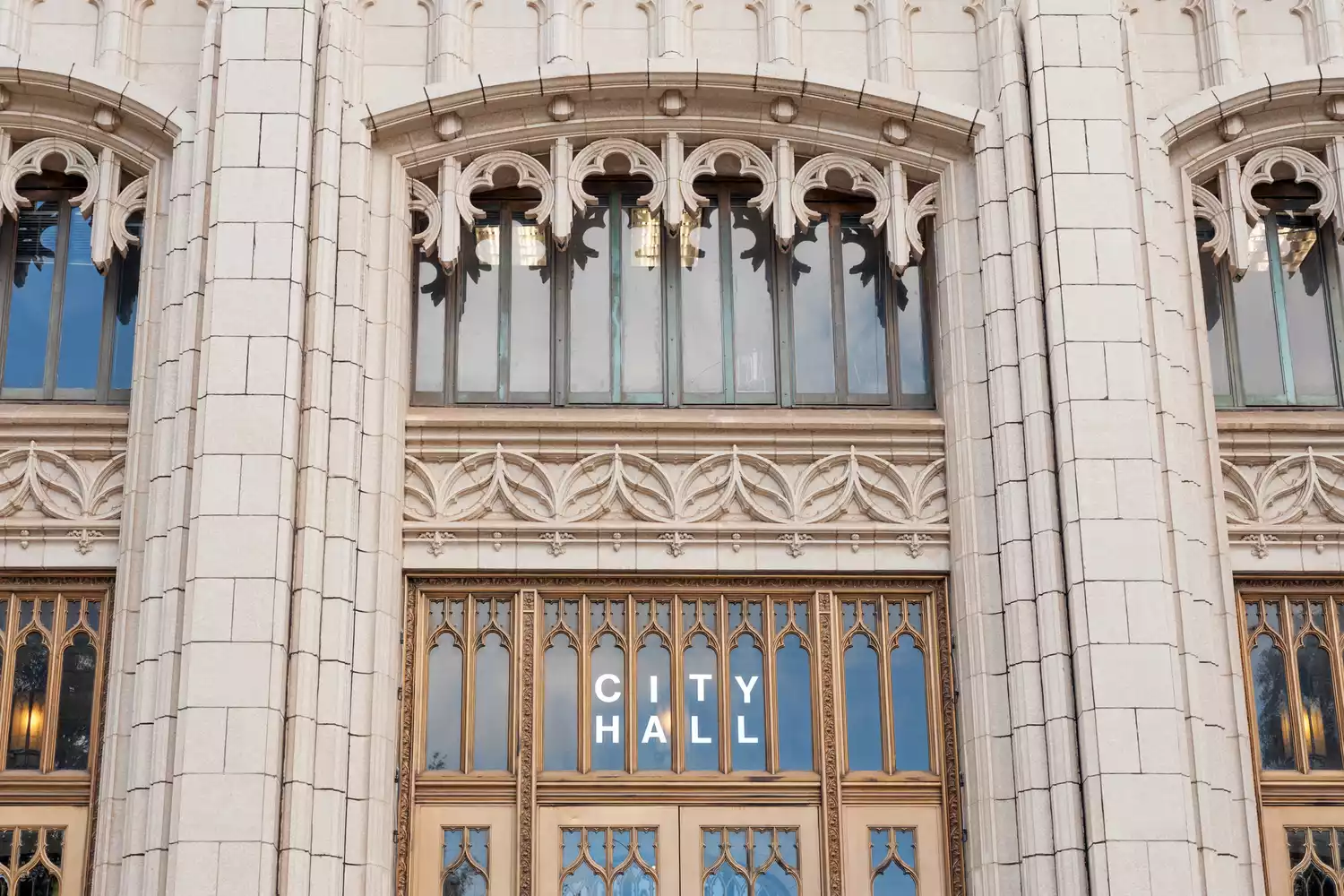 The exterior framework at Atlanta City Hall.