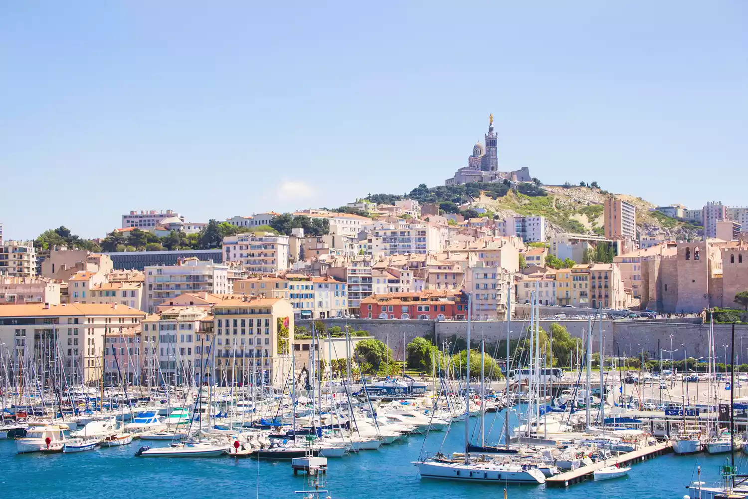 city of marseille, france, port and church in background