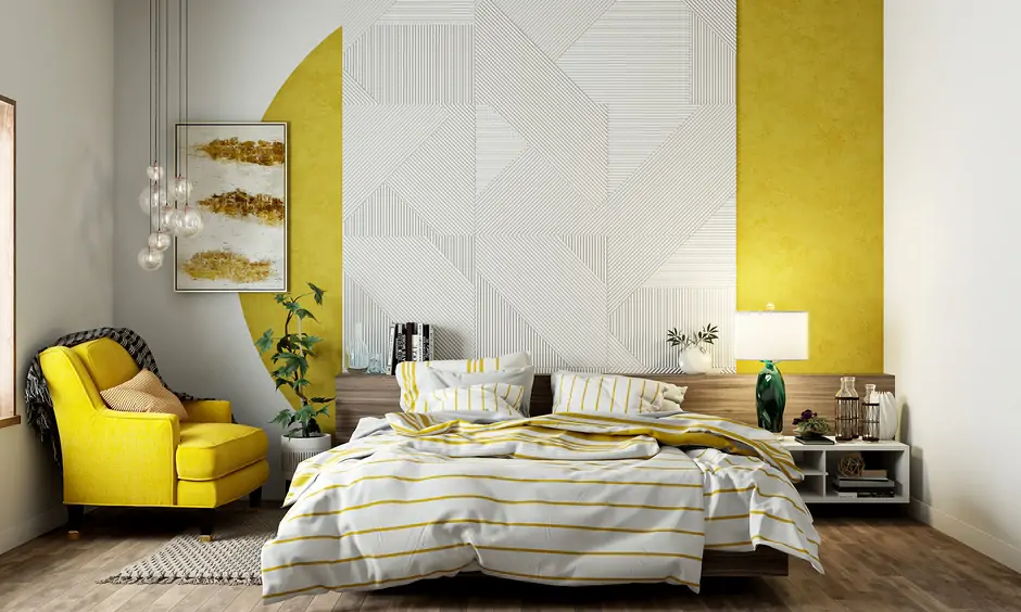 3d wall painting ideas with parallel lines for the bedroom to enhance the decor