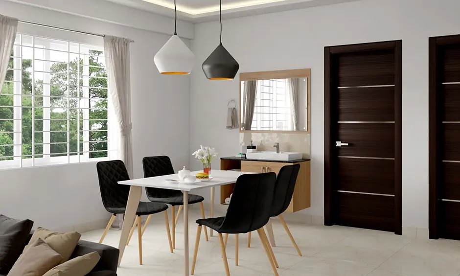 A classic black and white minimalist dining table setup which ups the charm of minimalist design