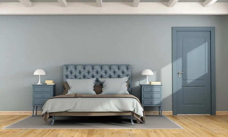 A light airforce blue painted bedroom is perfect & look much more spacious is darkroom paint ideas.