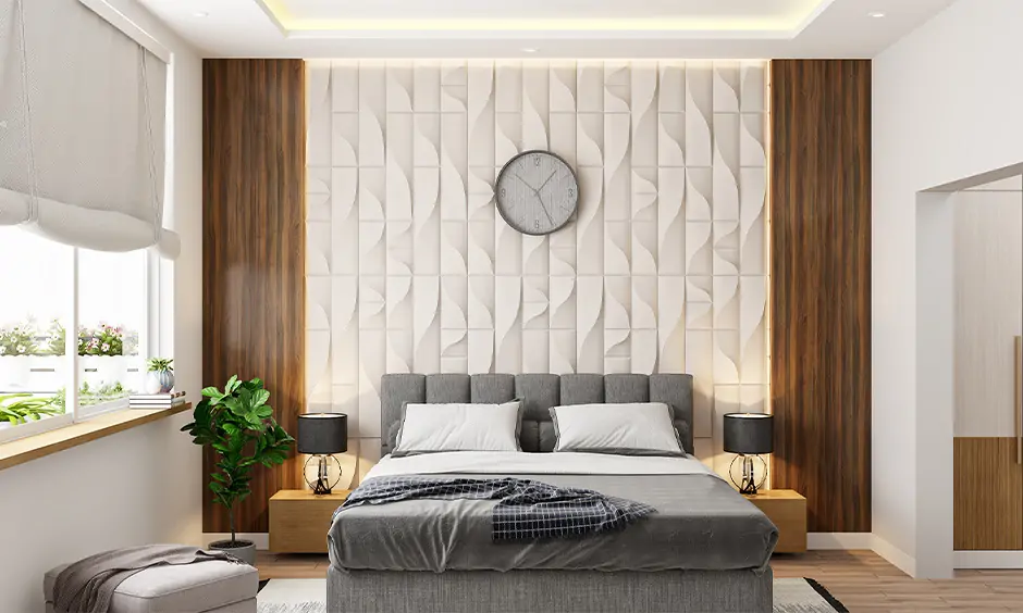 3d wall painting ideas with a geometric abstract pattern for the bedroom