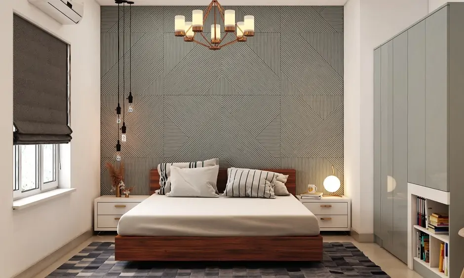 Bedroom layout with balanced space design