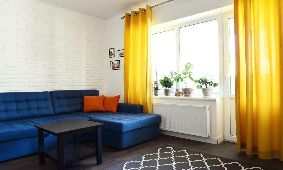 This yellow modern window curtains for living room is light, functional and bright as the sunshine.