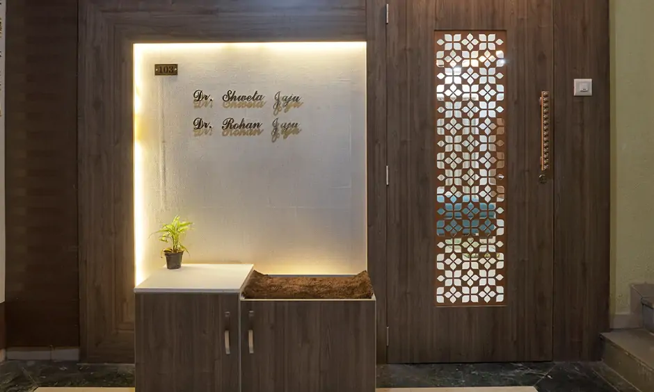 CNC cutting gate design on the entrance door highlights the elegant interiors inside your home