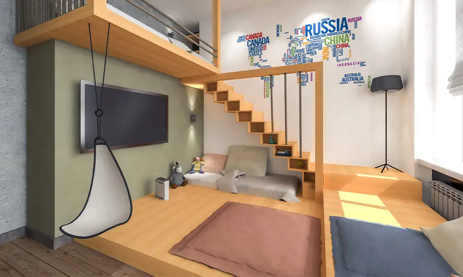 Contemporary staircase wall decor idea for your studio apartment