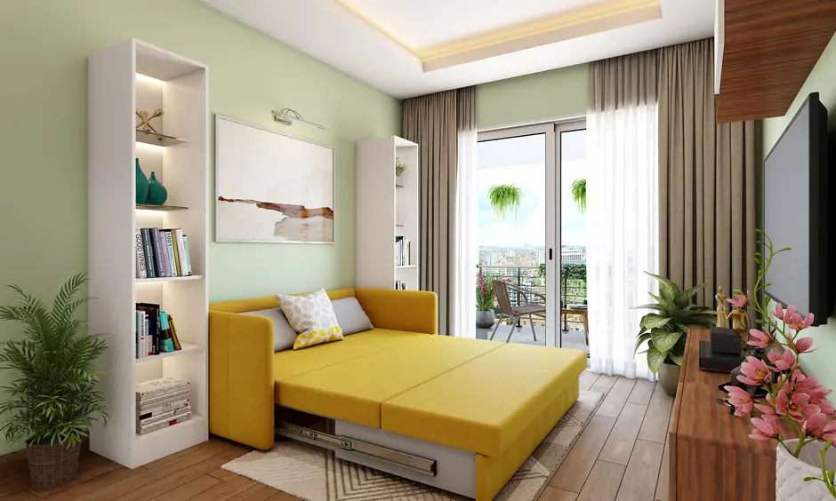 Modern folding divan bedroom sofa features sleek design
