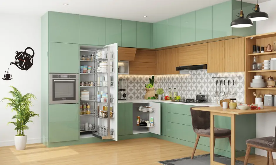 Green pre laminated mdf board for your stunning modular kitchen