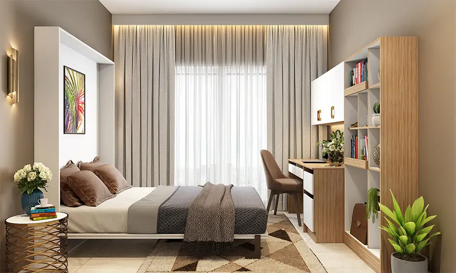 Bedroom with a grey monochromatic colour scheme adds a personal touch