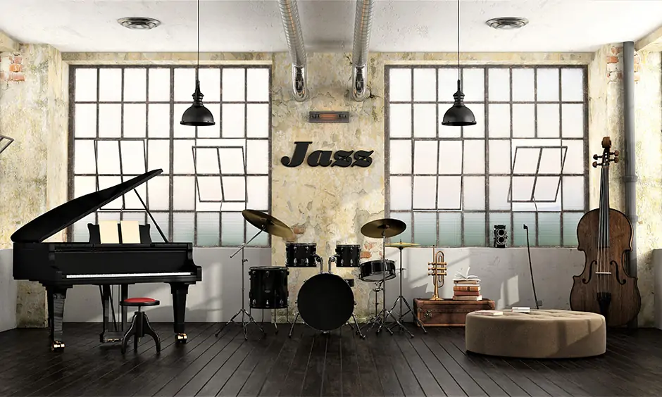 Home studio music room which is an ideal option if you’re living on the top-most floors