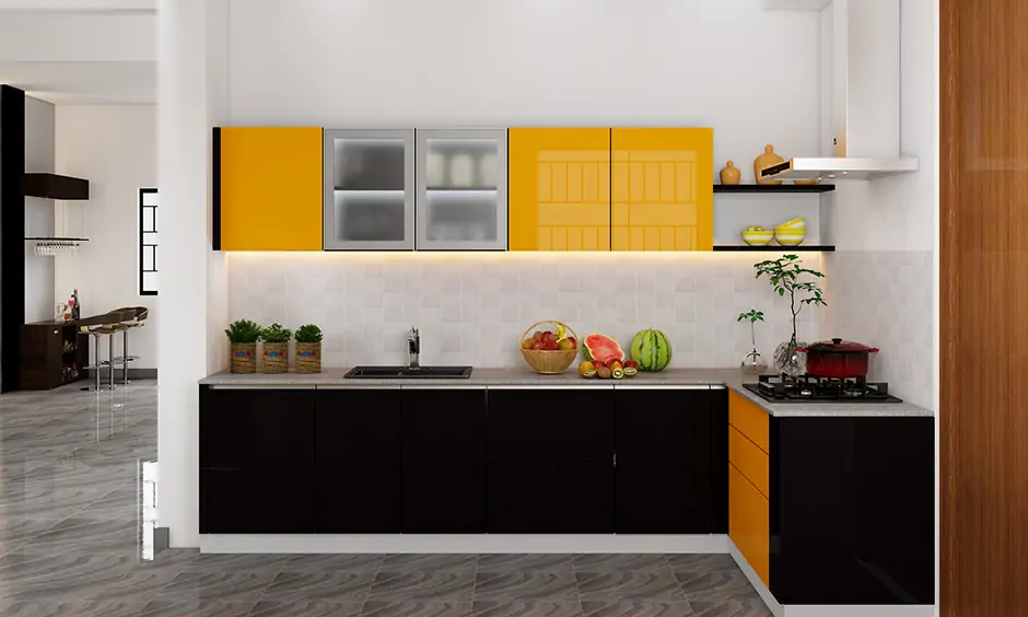 Small open kitchen design in Indian style, which radiates warmth