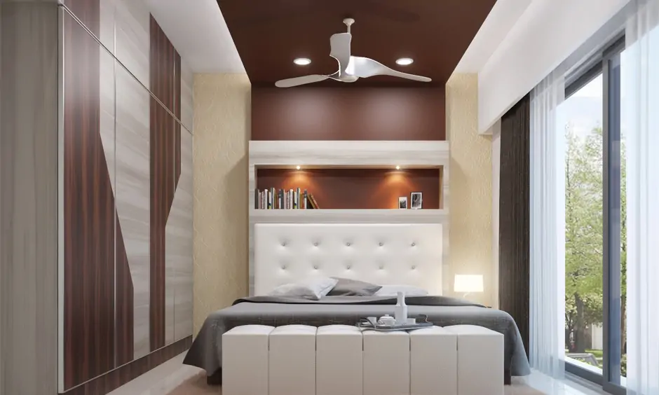 Luxurious L-shaped false ceiling design for the bedroom
