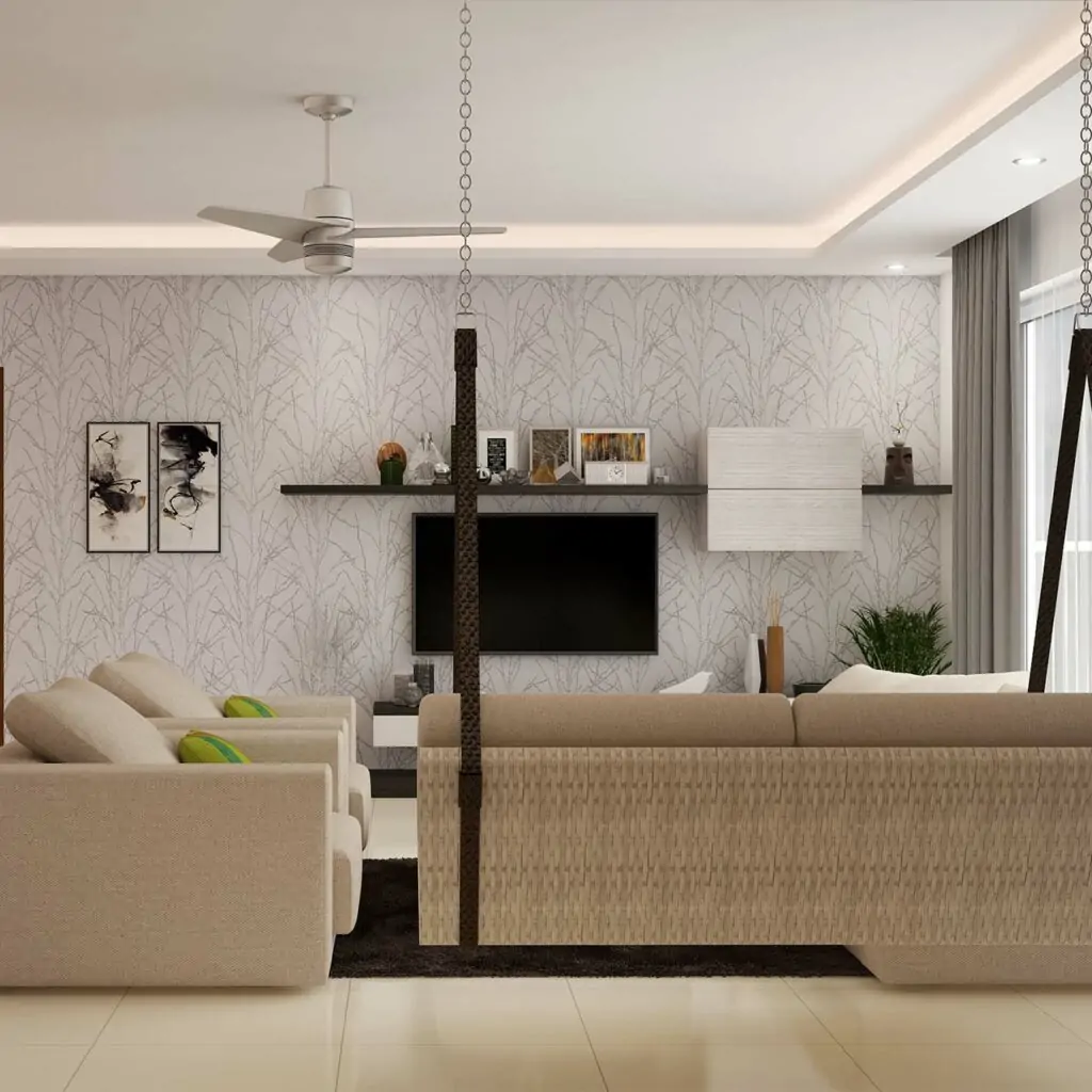 Living room false ceilings often need to fixed with ac piping, sprinklers, smoke detectors with false ceiling designs for living room