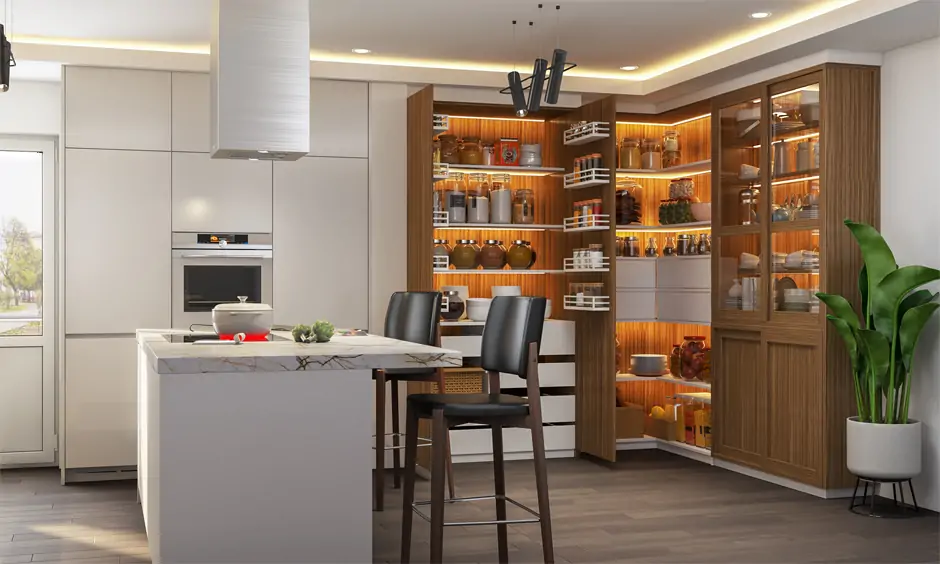 Store room design for kitchen, which is custom-made and modern