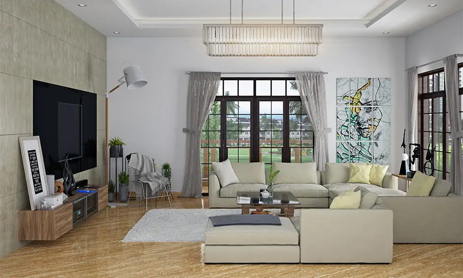 Modern u-shaped sofa set design for living room