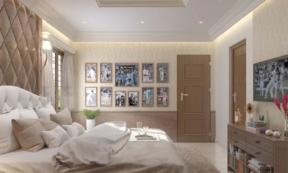 Simple bedroom door design in a calming, earthy tone