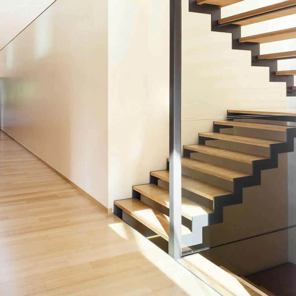 Open staircase design comes with no railings or support and this kind of staircase design serves as a storage space