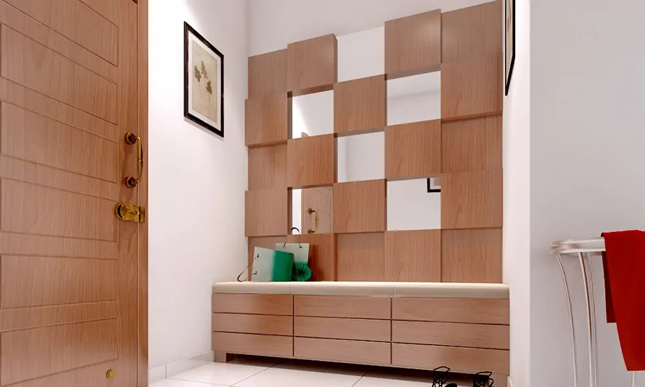 Pairing particle boards with mirrors, which are budget-friendly option