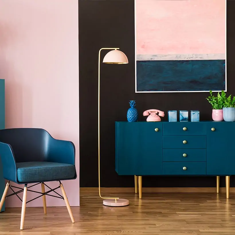 Home interiors color trends 2020 with pantone classic blue sideboards and kitchen cabinets