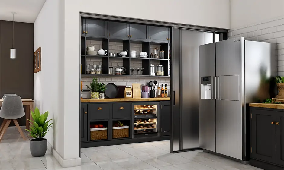 Kitchen store room design with adequate storage for a well-organised space