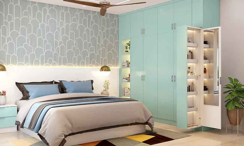 A wardrobe with a pull-out dressing unit for mother's day