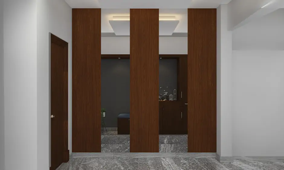 Simple pillar decoration ideas: subtle cladding with wood instantly upgrades the ambience of any space