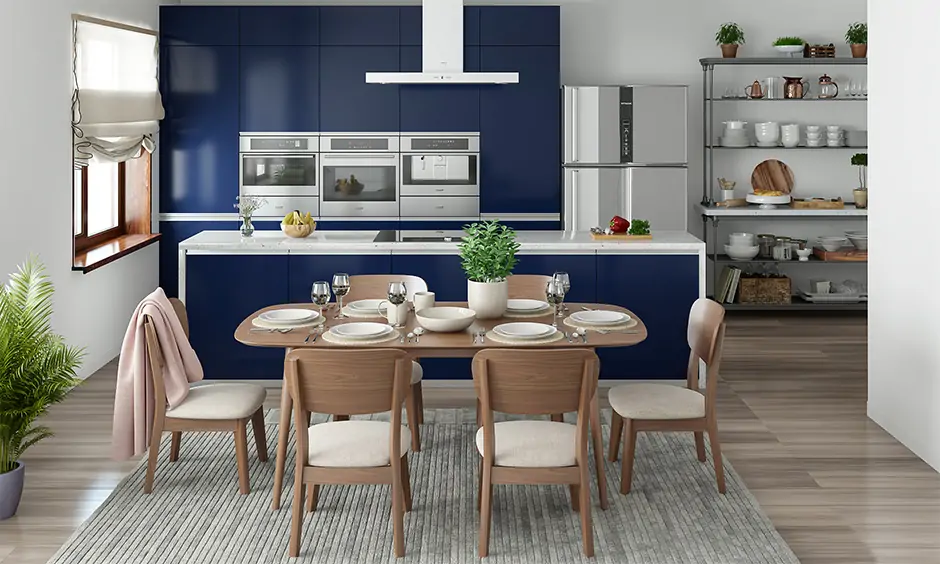 Sacious open kitchen designs with dining room for a complete family meal