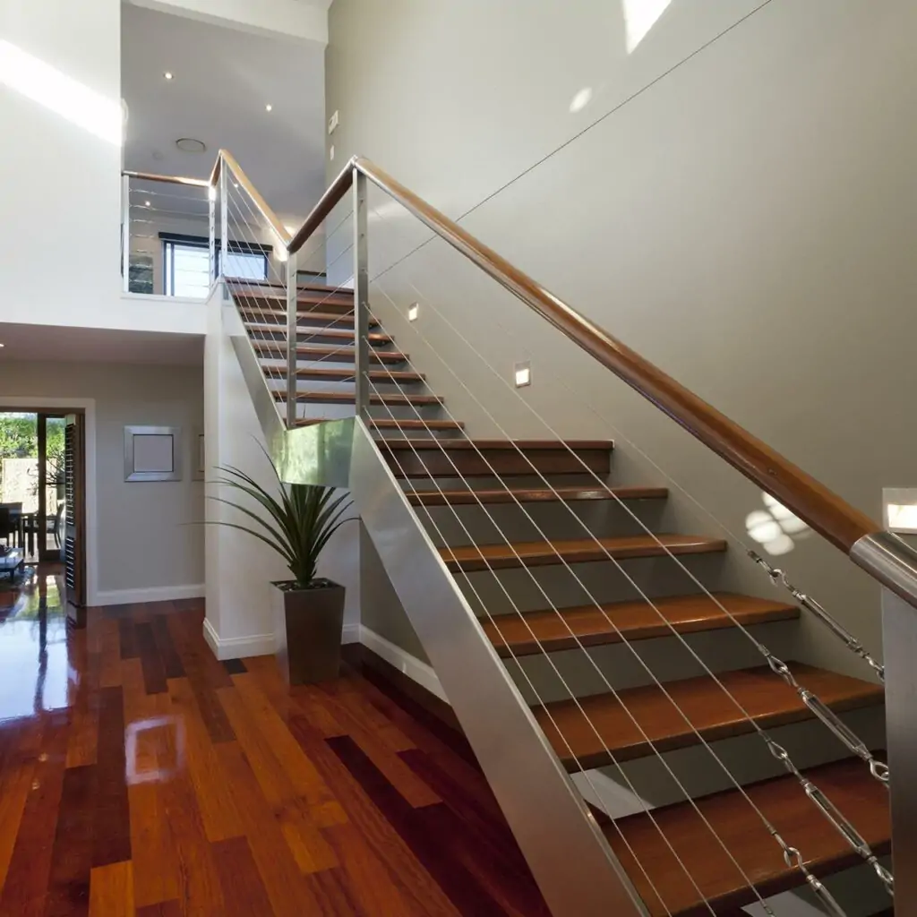 Steel staircase design, steel is literally a strong staircase design idea for indian homes