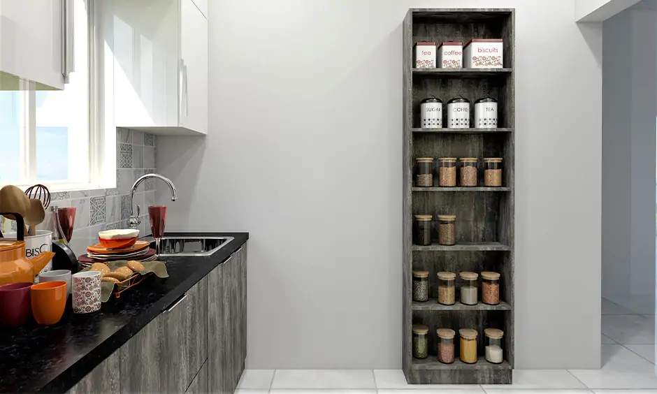 Store room design ideas with freestanding shelves to declutter the space