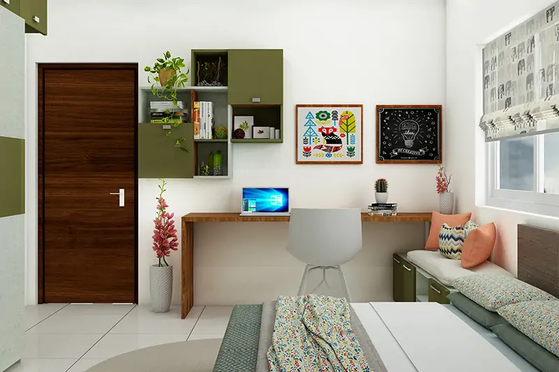 Study room design for kids where you are inspired by nature when designing their study table in kids room