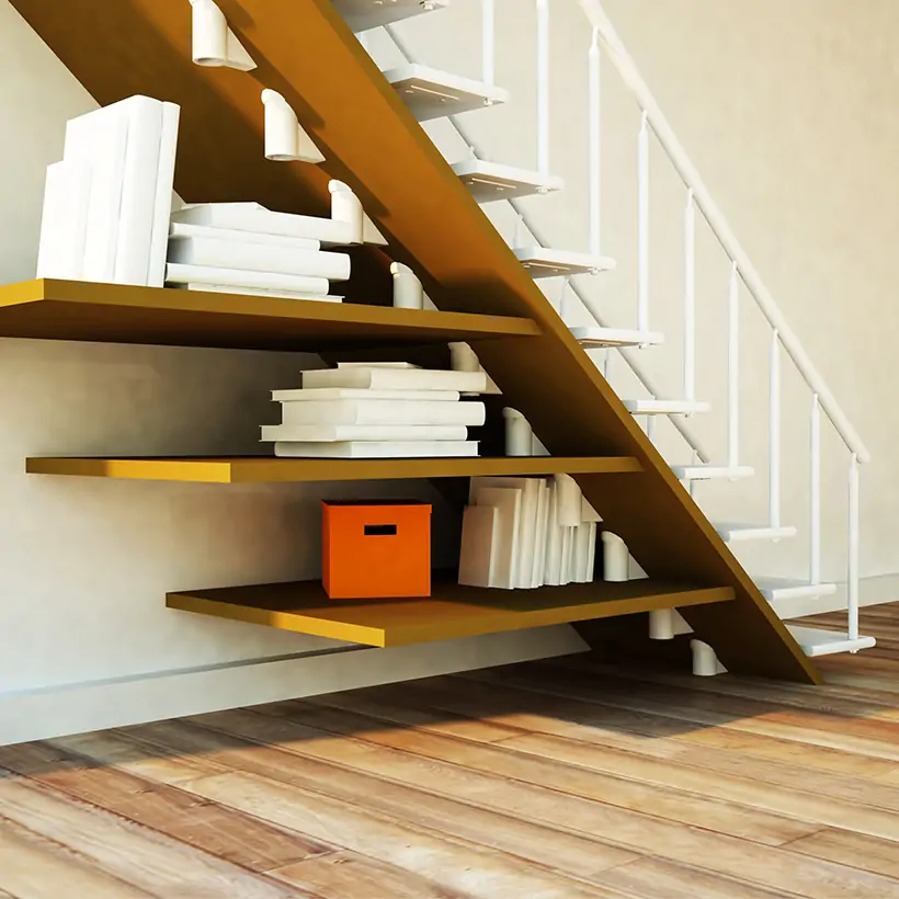 Bookshelf under stairs is the good idea to utilise space under your staircases for small spaces