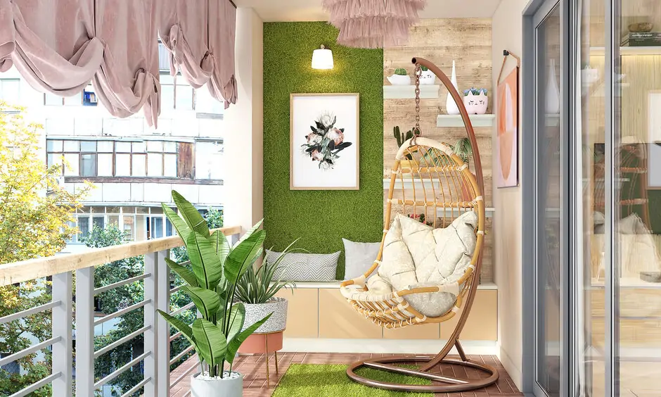 Vertical artificial grass for balcony wall transforms into lush oasis