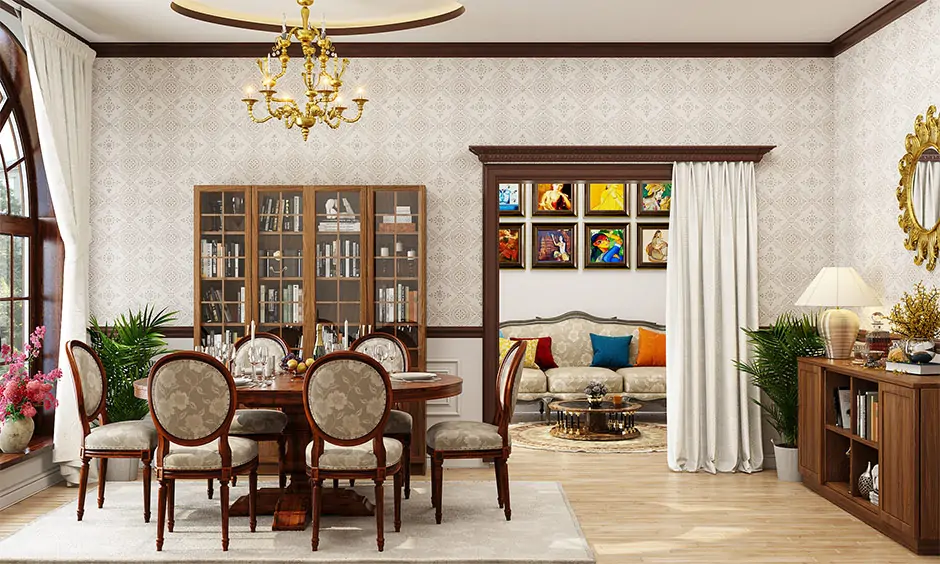 Wall painting design for dining room in regal style