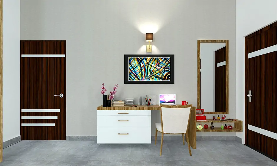 Wooden dressing table with mirror for a classic and traditional look