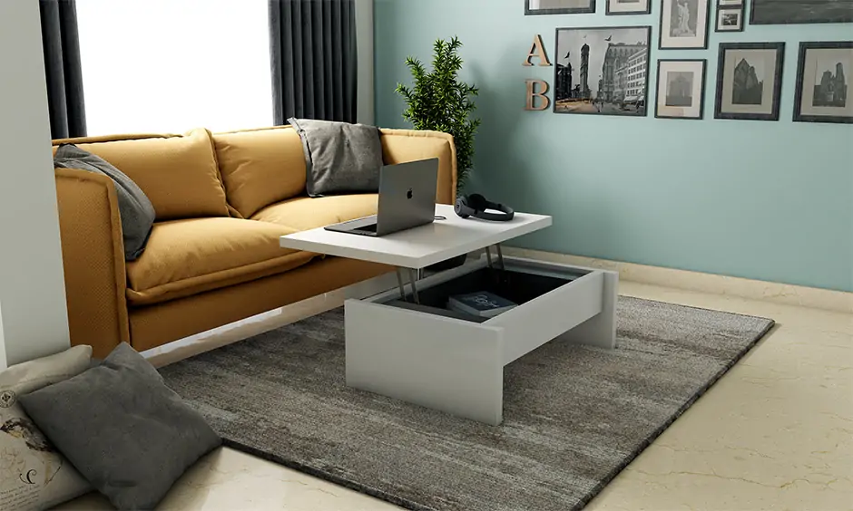 A sleek rectangle lift top coffee table which echoes an uber-cool modern furniture design statement