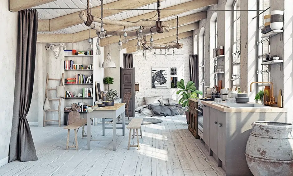 Attic home design with a private studio