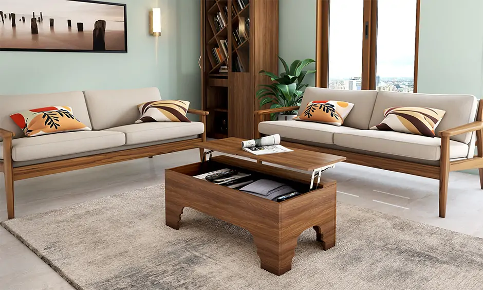 Bring home this old school solid wood lift top coffee table with twist of modern modular functionality