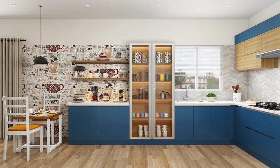 Coffee bar counter design in l shaped kitchen brings a cafe vibe