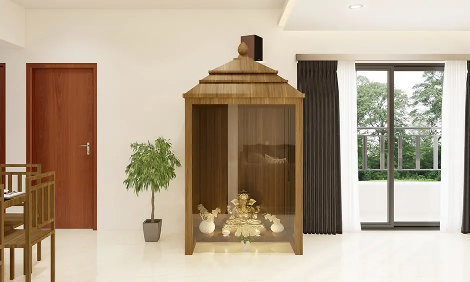 Classic pooja room glass door designs which is smudge-free and timeless