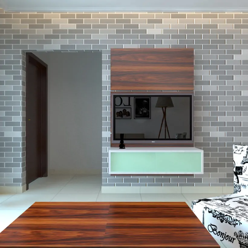 Tv showcase design in wall with brick theme wall design which is a tv showcase new wall design 2023