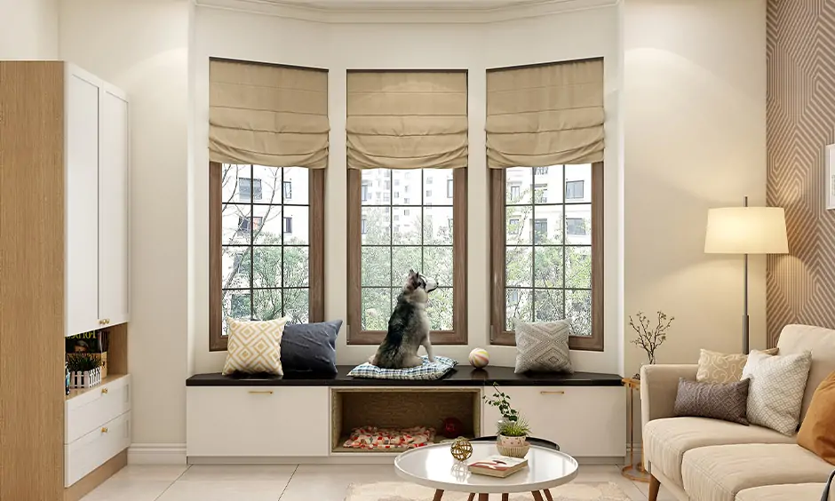 Condo bay window design whic is a private paradise for your pampered pooch