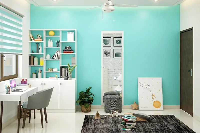 Cyan blue paint colors for kids room gives calming and symbolises relaxation for your childrens