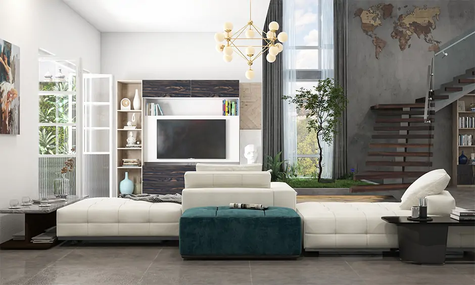 Double sided modular sofa for a luxe home interior design to create a staycation vibe in your home