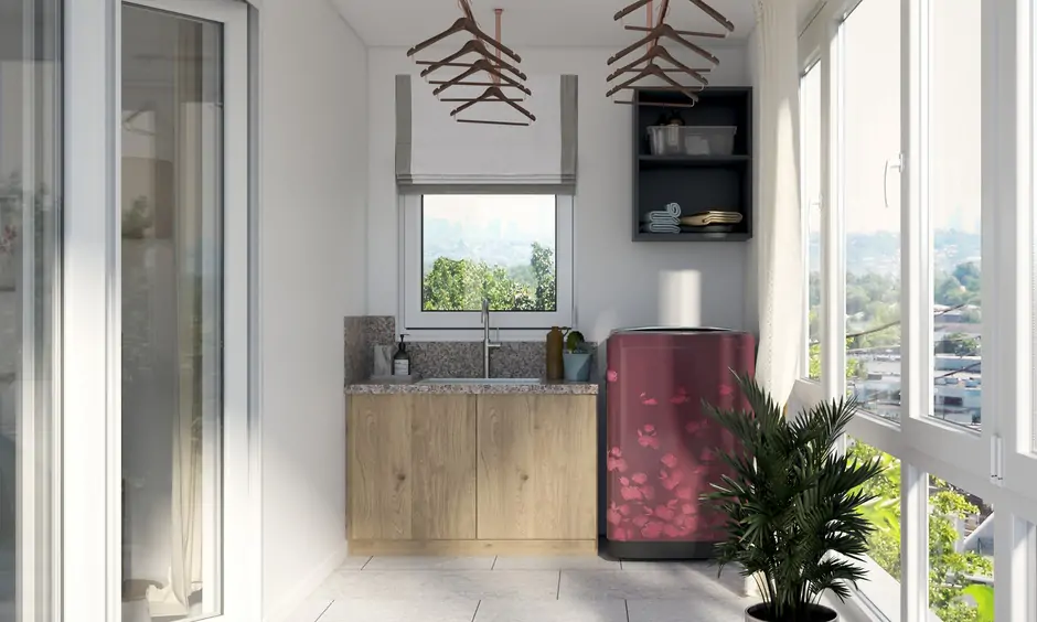 Outdoor washing area design on a balcony as it makes cleaning much easier