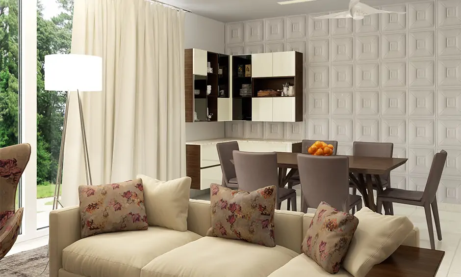 Flat and rectangular wall panelling for a large living room for a classy and sophisticated look