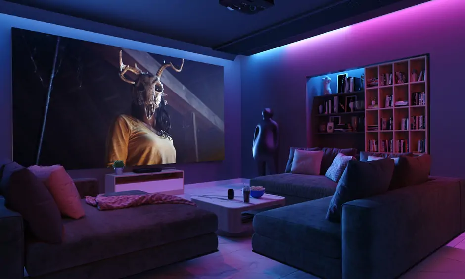 Home theatre design with luxury  and high-quality audio system