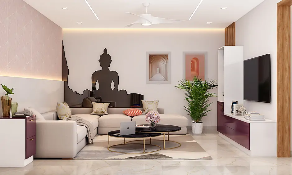 Living room interior design style which is white in colour