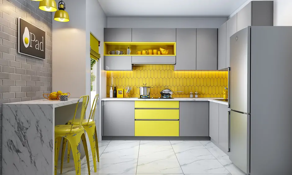 Modern interior design by using vibrant colours to add a striking visual effect