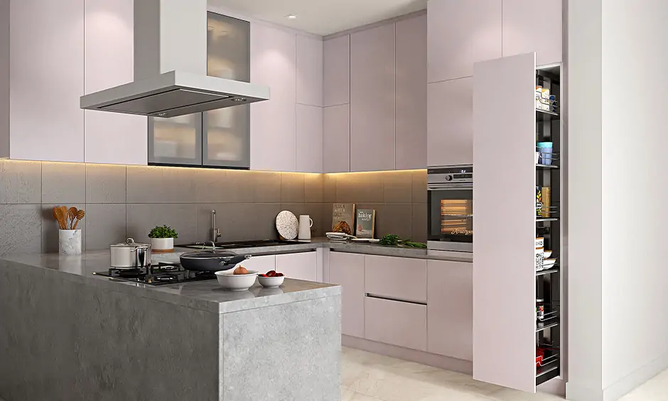 Modern kitchen furniture design which offers ample storage pace